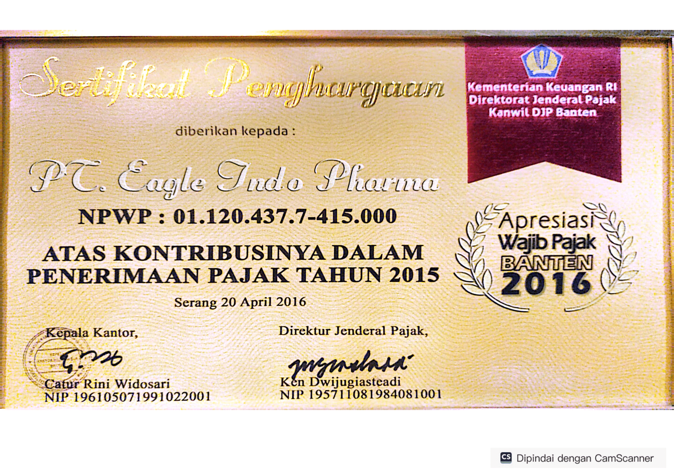 Apresiasi Wajib Pajak Banten